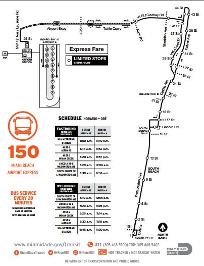 Bus 150 Miami Flughafen nach Miami Beach