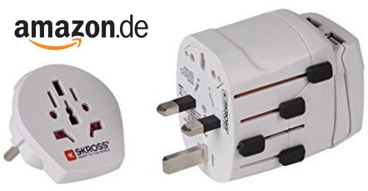 Skross Weltreiseadapter (2500 W) mit USB bei Amazon 